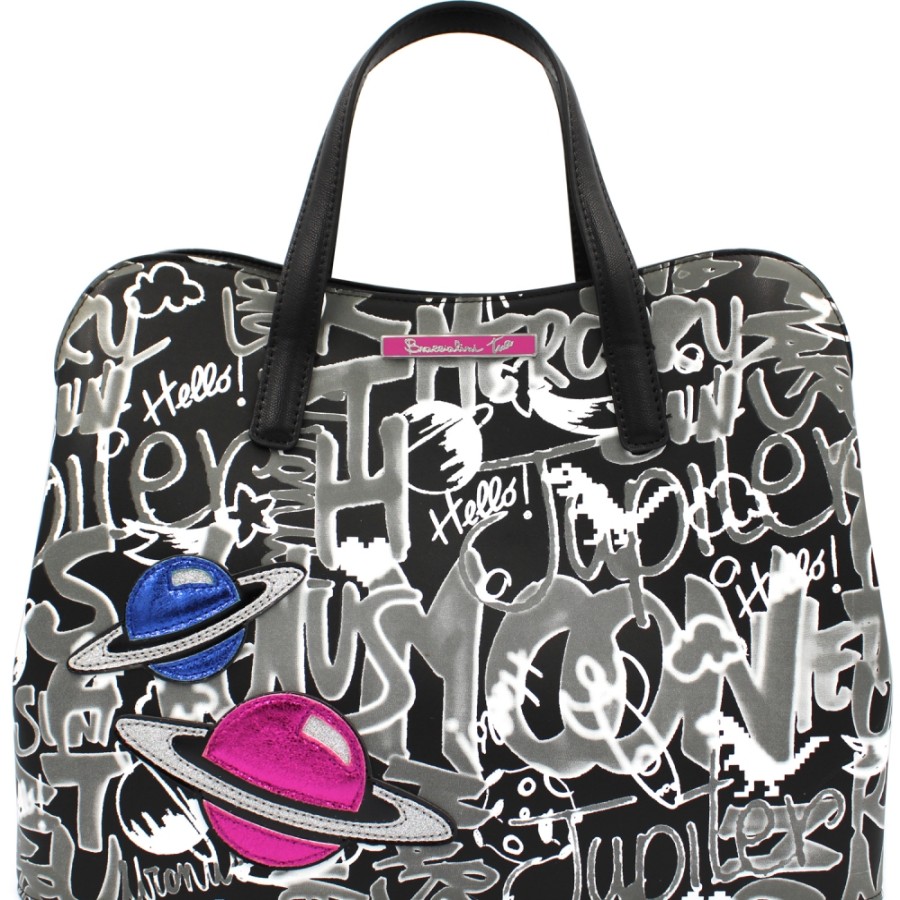 Ladies Bags Braccialini | Braccialini Tote Bag With Printed Space Motif In Graffiti Style B13340