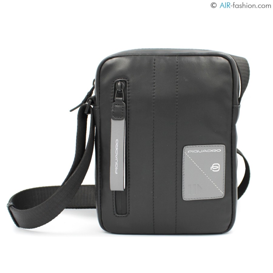 Mens Bags PIQUADRO | Piquadro Men'S Fashion Black Leather Cross-Body Bag For Mini Ipad Ca3084W97/N