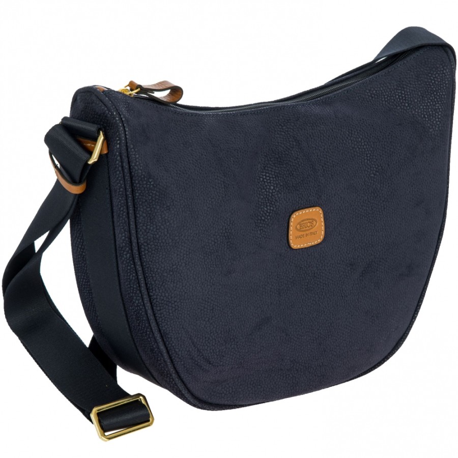 Ladies Bags BRIC'S | Bric'S Life Women'S Half-Moon Shoulder Bag Of Blue Color Fabric & Leather Blf05800.396