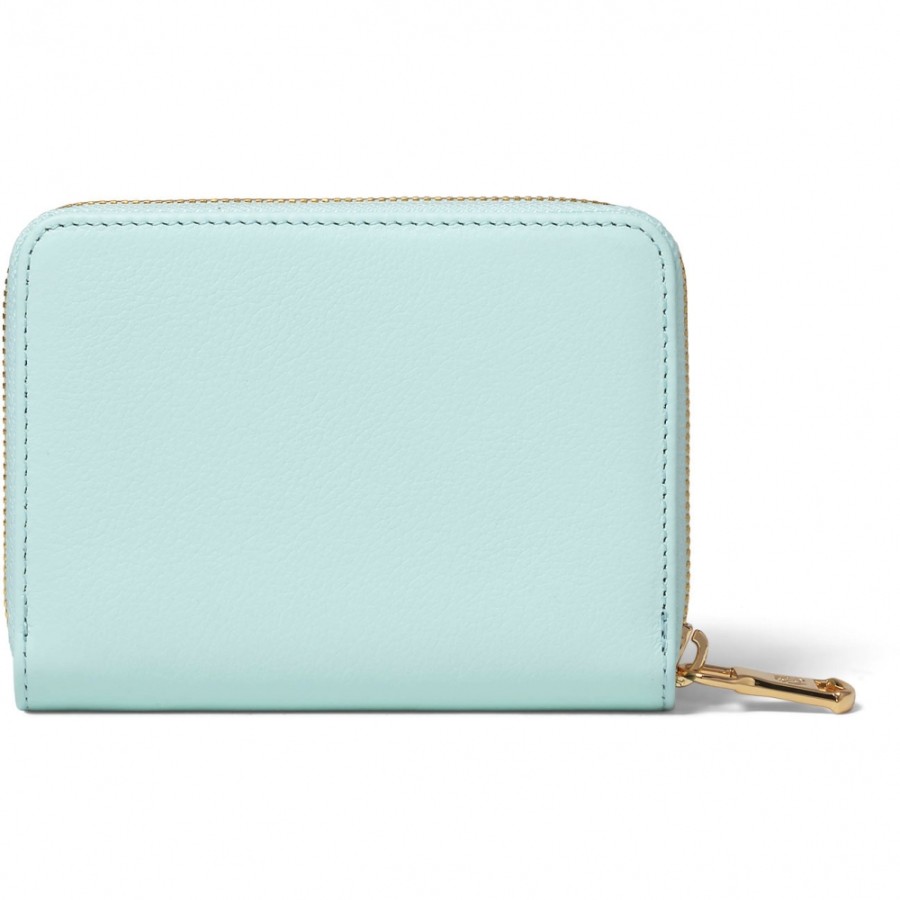 Ladies Accessories Braccialini | Braccialini Women'S Elegant Zip Around Wallet Of Blue Tiffany Leather, Medium B16700