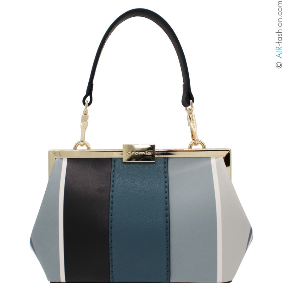 Ladies Bags Cromia | Cromia Retro Style Bag, Of Leather With Gray Tones Stripes 1405571_Bas