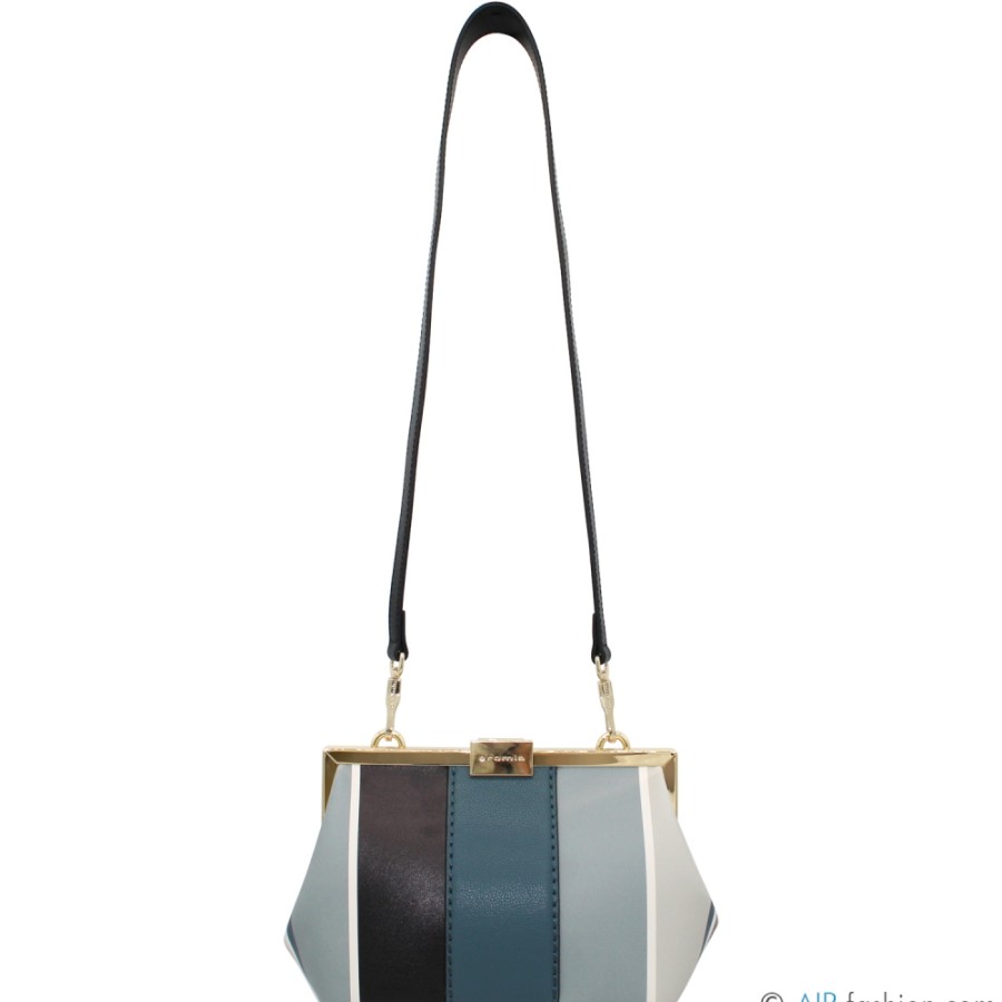 Ladies Bags Cromia | Cromia Retro Style Bag, Of Leather With Gray Tones Stripes 1405571_Bas