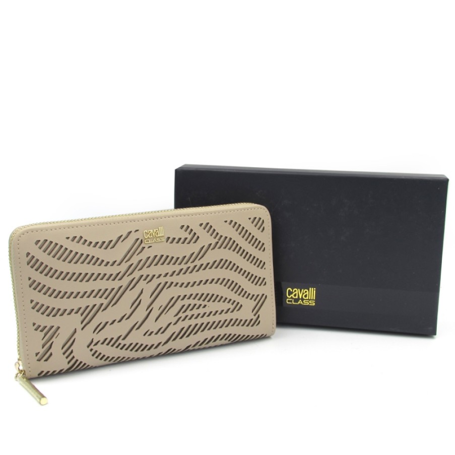 Ladies Accessories Cavalli CLASS | Cavalli Class Women'S Fashion Wallet With Perforated Wave Pattern C81Pwcot1923