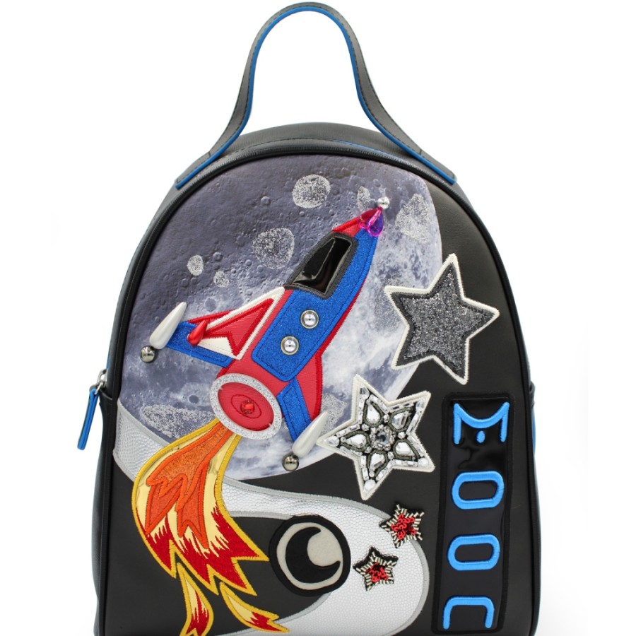 Ladies Bags Braccialini | Braccialini Women'S Fashion Backpack With Applique Moonshot Theme B13248