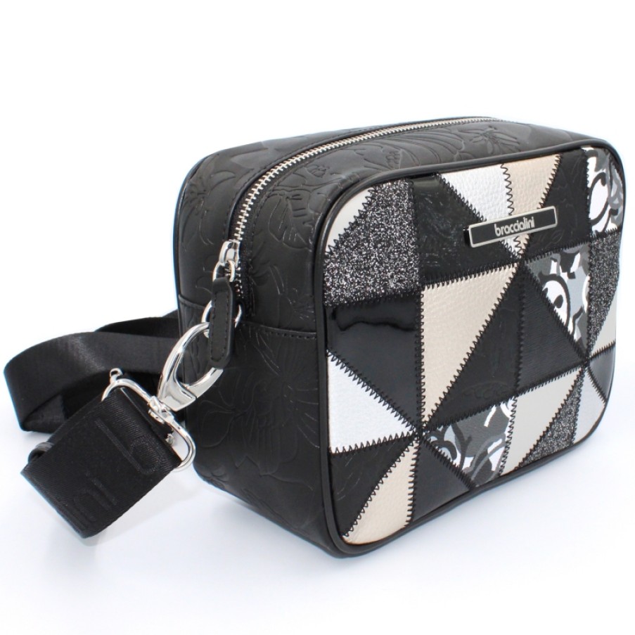 Ladies Bags Braccialini | Braccialini Patchwork Black & Multicolor Leather Cross-Body Bag B13515