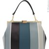 Ladies Bags Cromia | Cromia Leather Retro Style Handbag With Gray Tones Stripes 1405570