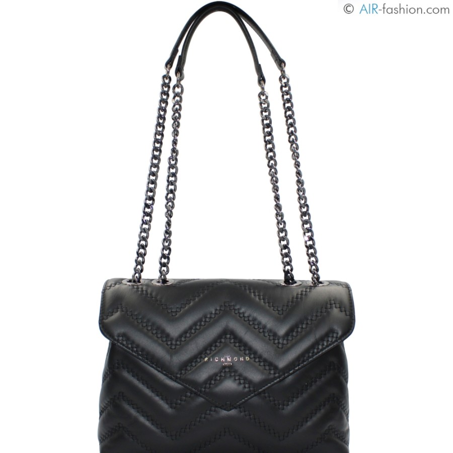 Ladies Bags John Richmond | John Richmond Quilted Black Leather Bag With Chain Handles Jr-W-1029