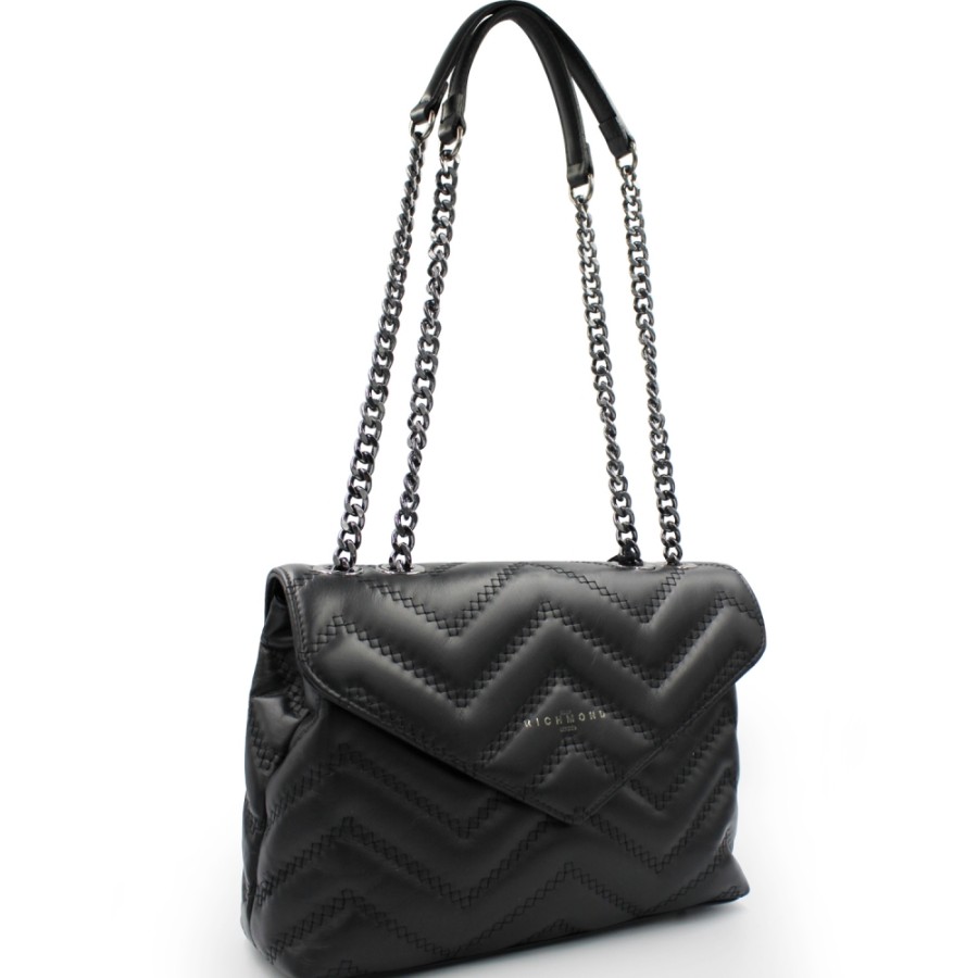 Ladies Bags John Richmond | John Richmond Quilted Black Leather Bag With Chain Handles Jr-W-1029