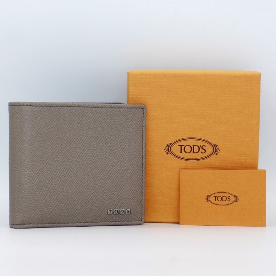 Mens Accessories TOD'S | Tod'S Men'S Textured Leather Wallet, Light Gray Color, Made In Italy Xamletc03Z0Doub203