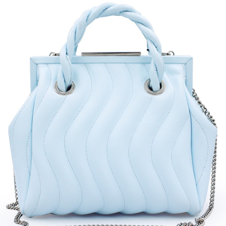 Ladies Bags Blumarine | Blumarine Luxurious Designer Bag Of Light-Blue Quilted Leather With Metallic Closure B81Pwb000042081