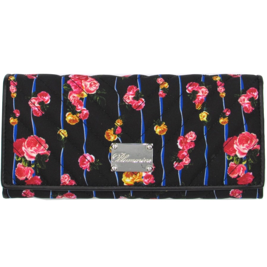 Ladies Accessories Blumarine | Blumarine Women'S Black Wallet With Romantic Floral Print B83Pwb707593999