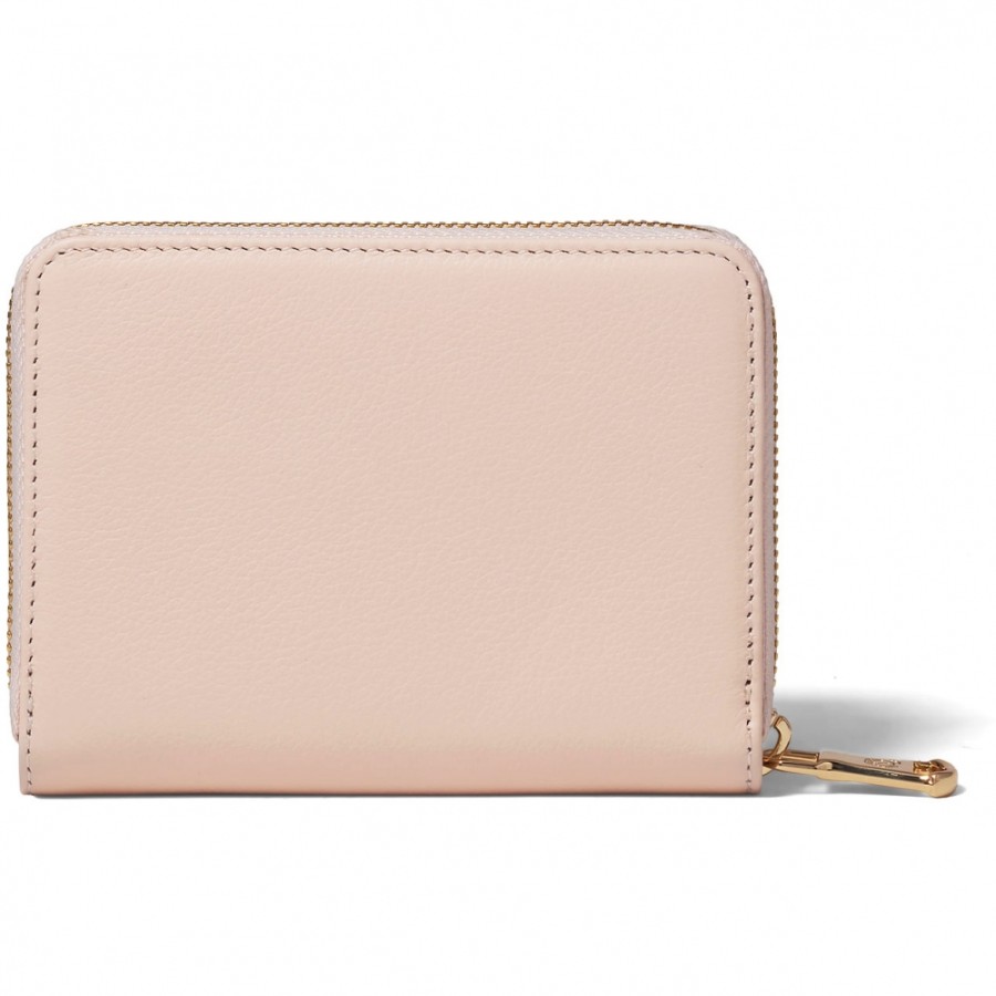 Ladies Accessories Braccialini | Braccialini Women'S Elegant Zip Around Wallet Of Beige-Pink Leather, Medium B16700-Pink