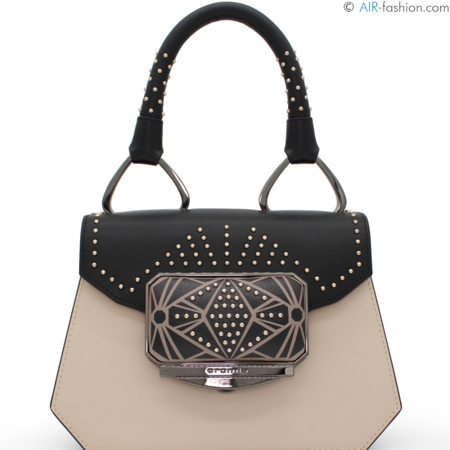 Ladies Bags Cromia | Cromia Women'S Beige And Black Leather Flap Bag 1405533