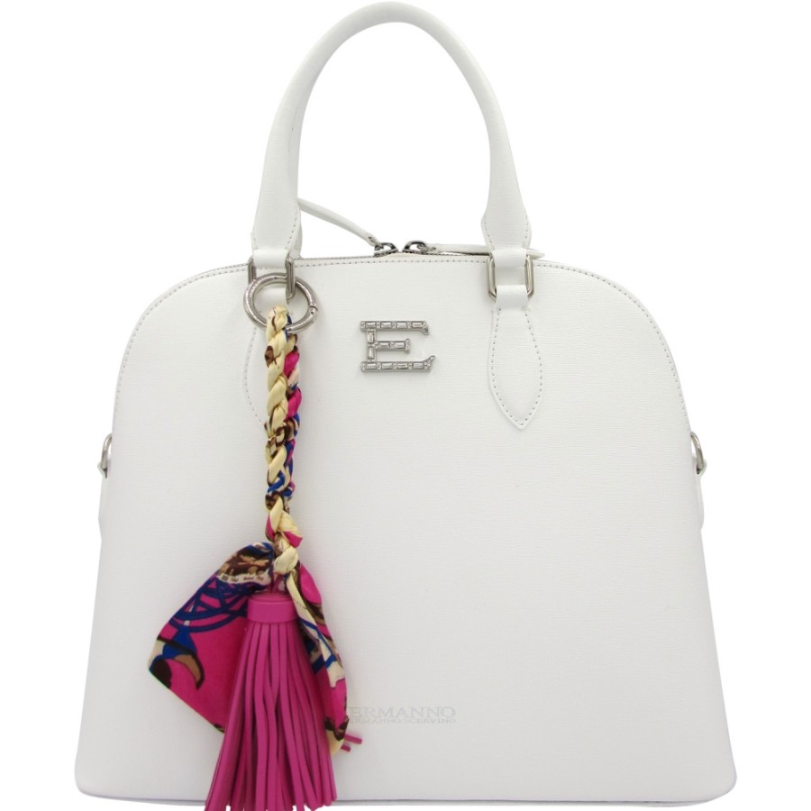 Ladies Bags ERMANNO Ermanno Scervino | Ermanno Ermanno Scervino Elegant White Leather Bugatti Style Bag Made In Italy 12400313