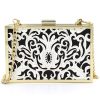 Ladies Bags Сavalli CLASS | Avalli Class Mini Clutch Bag Of Metal And Black-White Leather With Arabesque Decor C83Pwcr80012B01