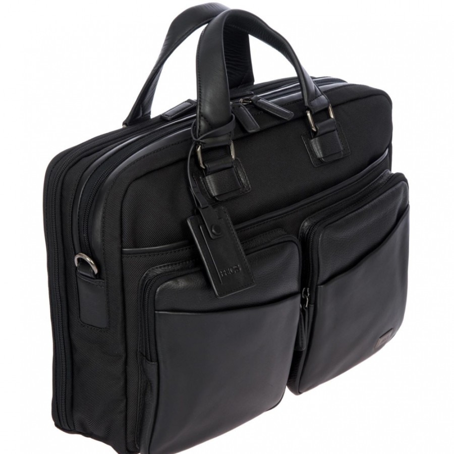 Business Bags BRIC'S | Bric'S Men'S Black Business Bag For Laptop 15 Of Leather And Nylon, L Br207704.909