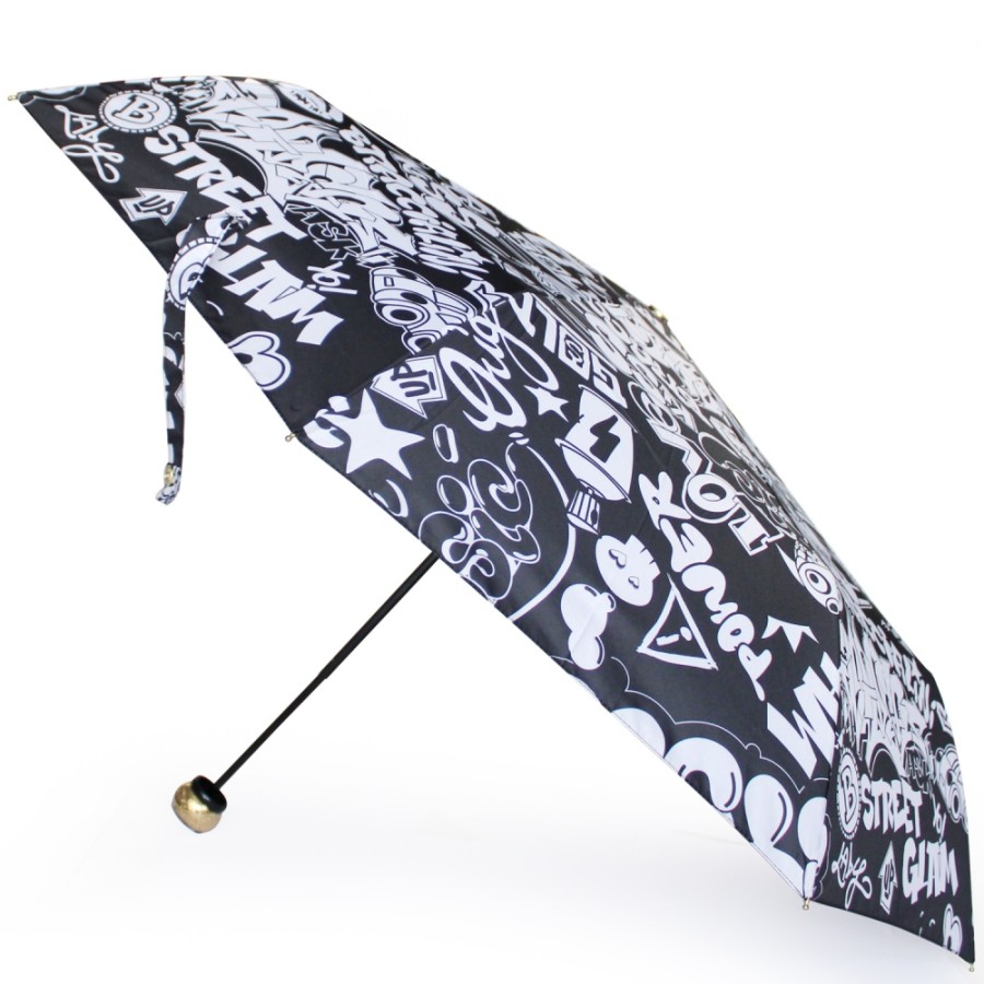 Ladies Accessories Braccialini | Braccialini Women'S Folding Umbrella With Black And White Pattern Bc858-Kiss