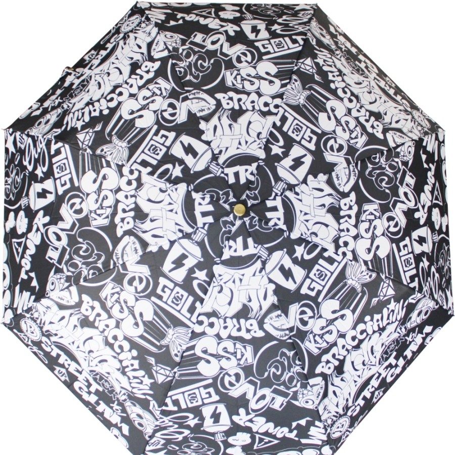 Ladies Accessories Braccialini | Braccialini Women'S Folding Umbrella With Black And White Pattern Bc858-Kiss