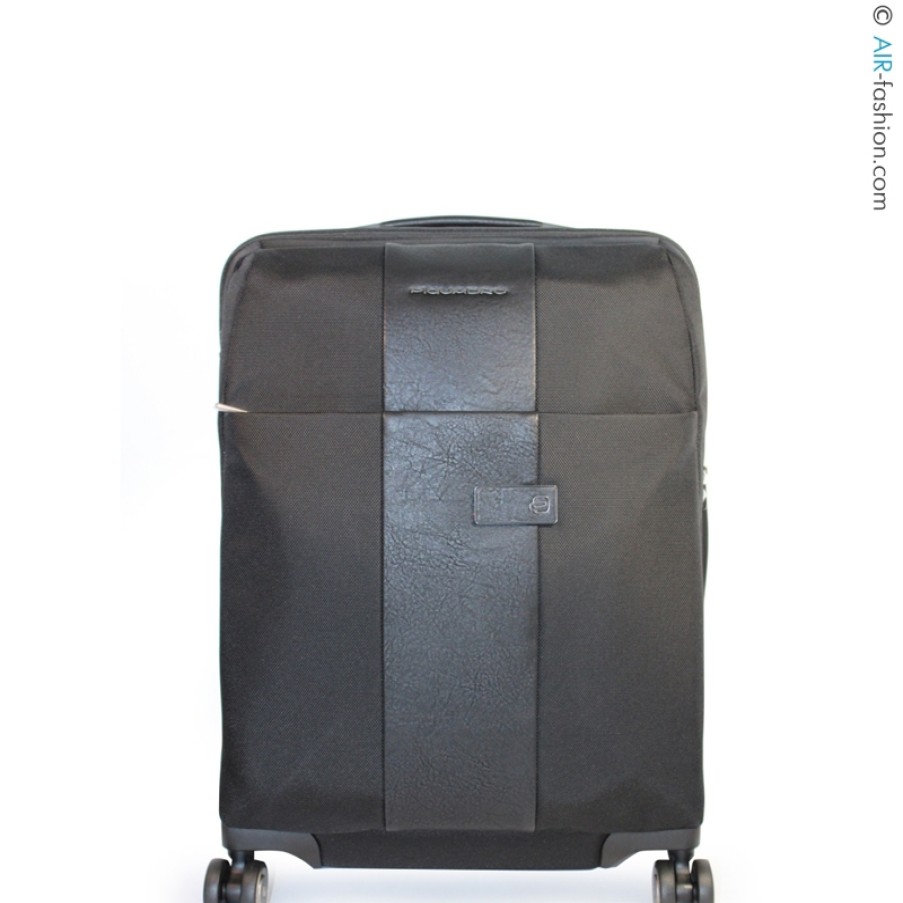 Luggage: Travel Bags And Suitcases Piquadro | Piquadro Black Nylon Trolley Suitcase On 4 Wheels - Hand Luggage Bv4731Br/N