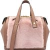 Ladies Bags ARCADIA | Arcadia Bowler Bag In The Shape Of A Geometric Sculpture Of Pink Leather And Eco-Fur 4698