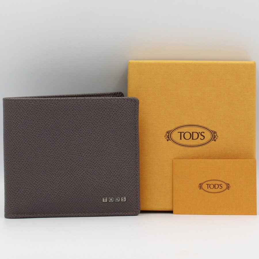 Mens Accessories TOD'S | Tod'S Men'S Luxurious Textured Gray Leather Wallet, Made In Italy Xamletc03Z0Doub400