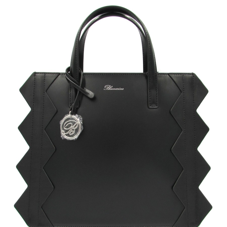 Ladies Bags Blumarine | Blumarine Black Leather Handbag With Triangular Borders B91Pwb860032999