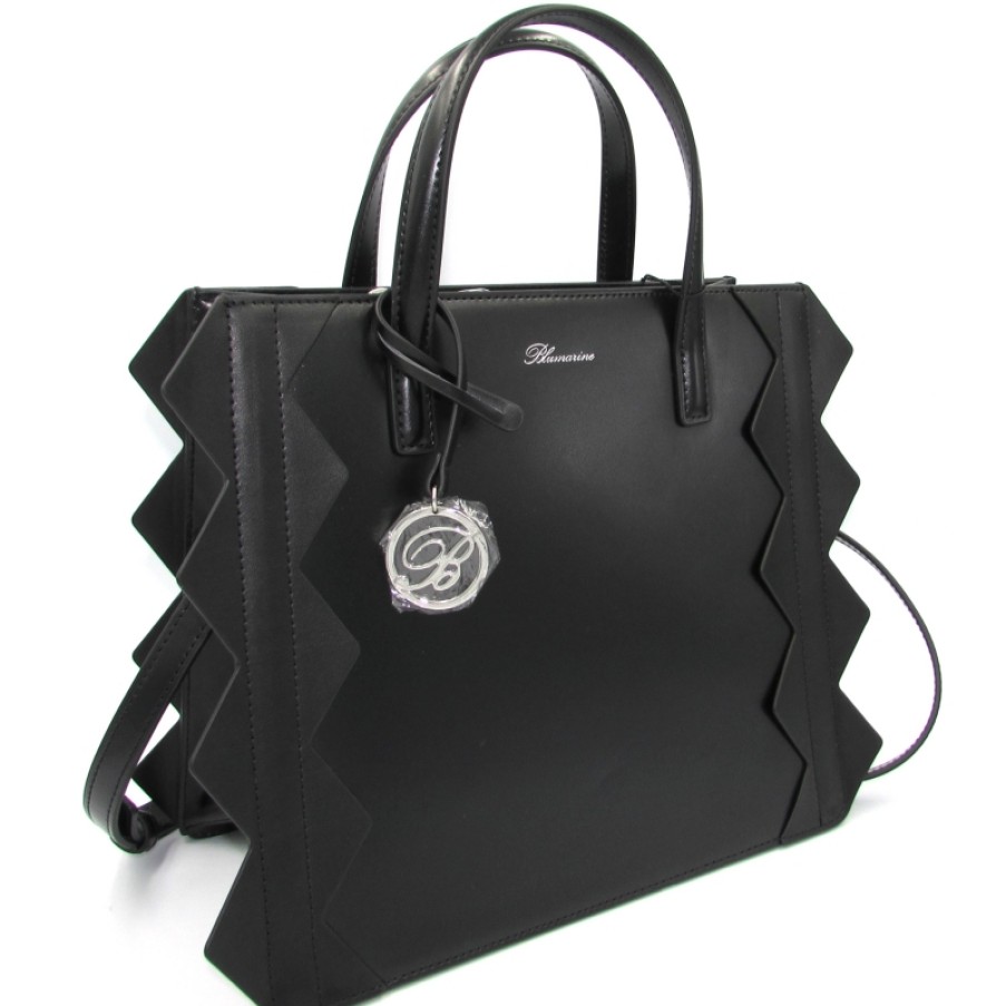 Ladies Bags Blumarine | Blumarine Black Leather Handbag With Triangular Borders B91Pwb860032999