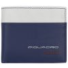 Mens Accessories PIQUADRO | Piquadro Men'S Blue & Grey Leather Wallet With Coin Pocket Pu4823Ub00R/Blgrn