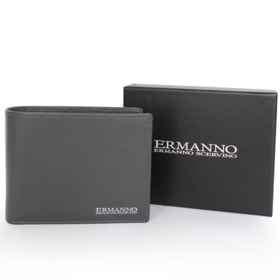 Mens Accessories ERMANNO Ermanno Scervino | Ermanno Ermanno Scervino Men'S Italian Gray Leather Wallet 12600032A