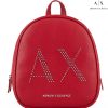 Ladies Bags Armani Exchange | Armani Exchange Red Backpack Decorated With A|X Logo Of Metal Rivets 942563-Cc284-Red