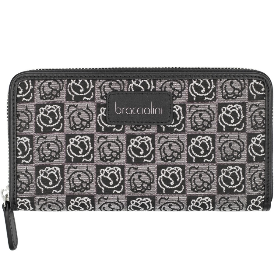 Ladies Accessories Braccialini | Braccialini Zip Around Wallet Of Fabric With Woven Roses Pattern B14350-126-As