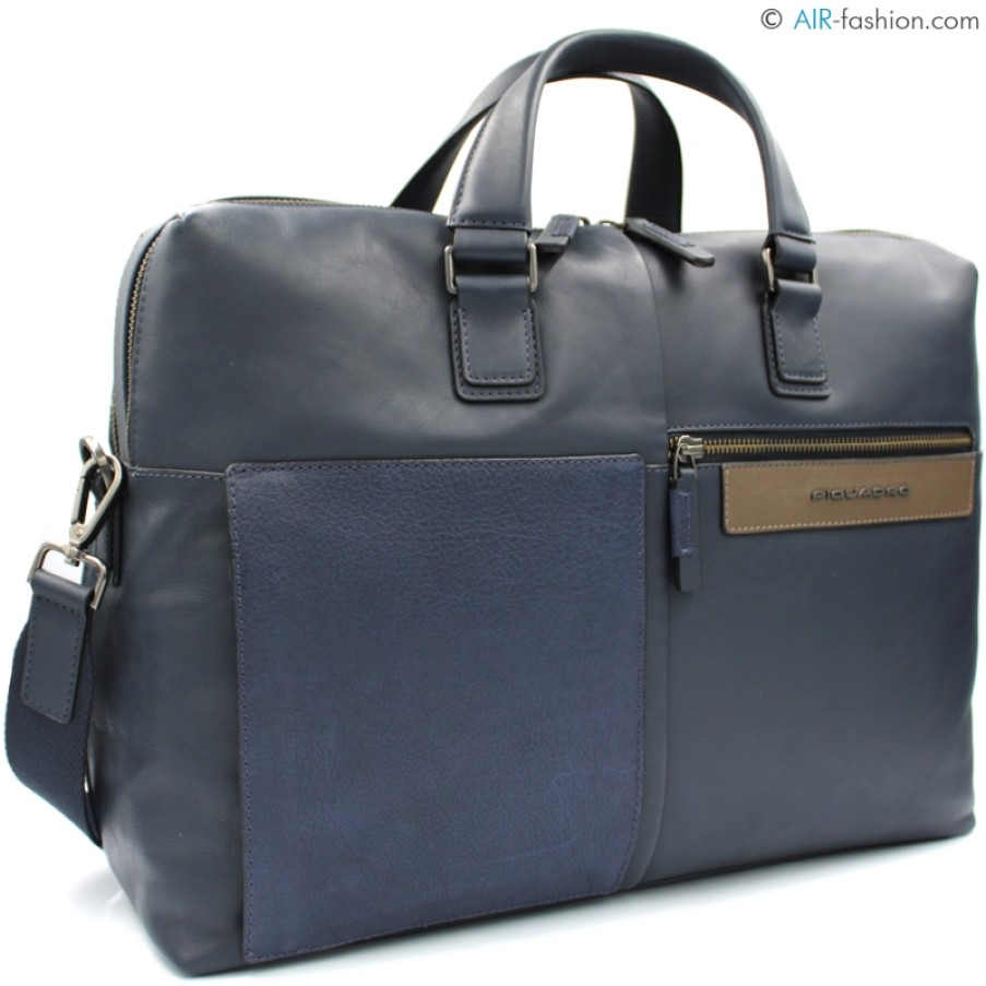 Business Bags PIQUADRO | Piquadro Men'S Blue Leather Business Bag For Laptop Ca3339W96/Blu