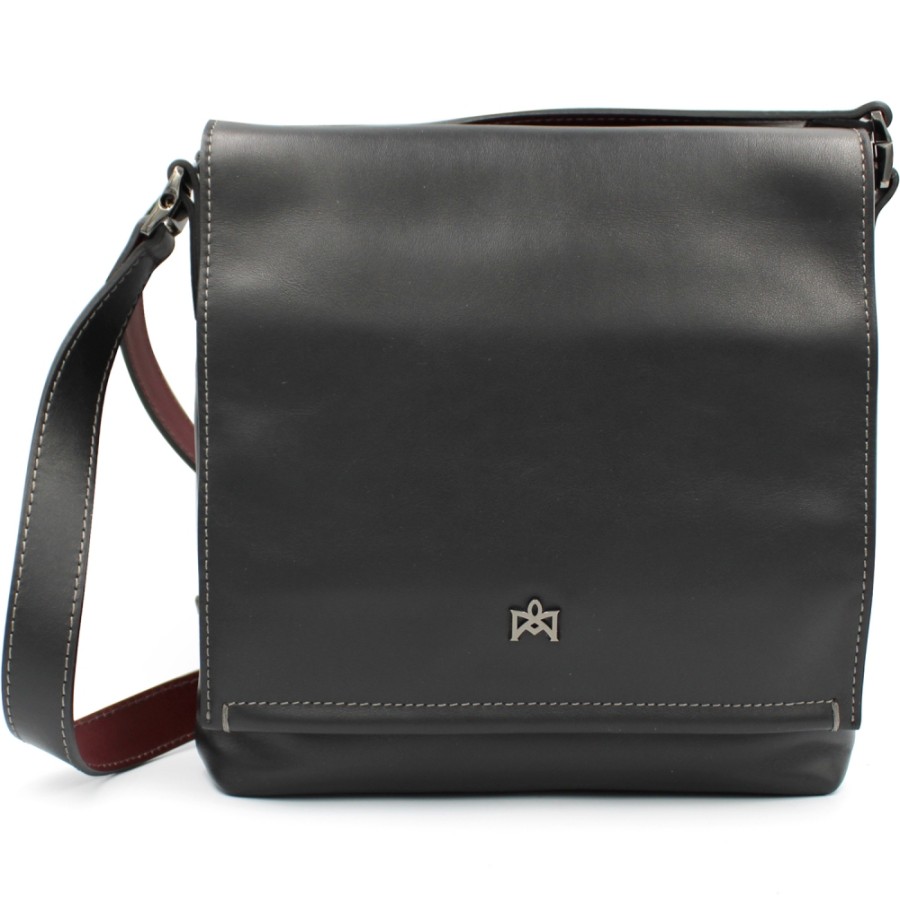 Mens Bags Cuoieria Fiorentina | Cuoieria Fiorentina Men'S Crossbody Flap Bag Of Black Leather, Made In Italy 5744830