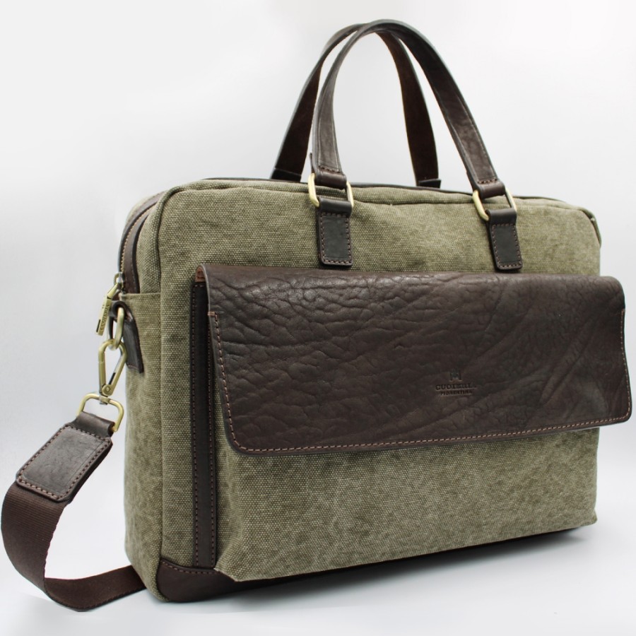 Business Bags Cuoieria Fiorentina | Cuoieria Fiorentina Canvas And Tuscan Leather Business Laptop Bag, Made In Italy 5852221