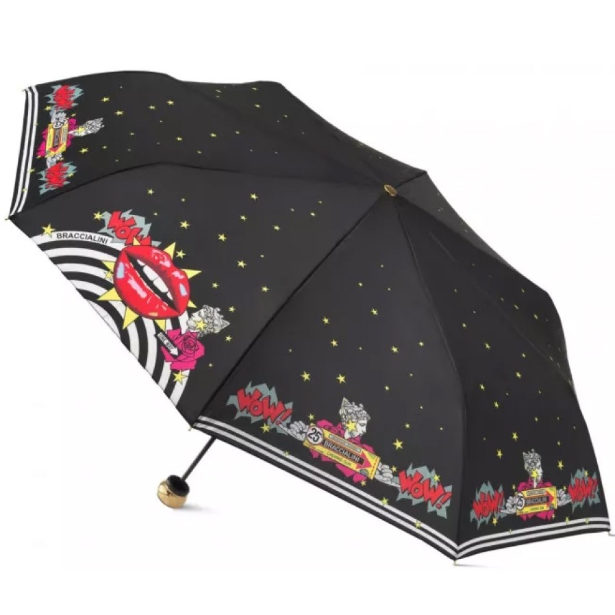 Ladies Accessories Braccialini | Braccialini Kiss Folding Rain Umbrella, With Pop-Art Pattern Bc858-2923