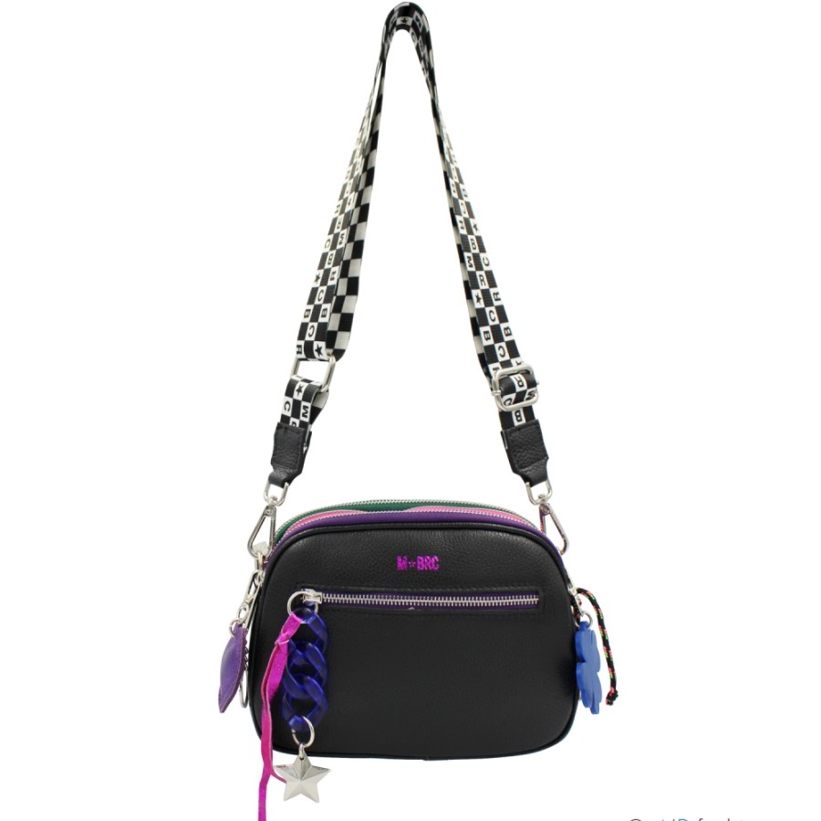 Ladies Bags M*BRC | M*Brc Black Leather Crossbody Bag, Made In Italy F141_Nero