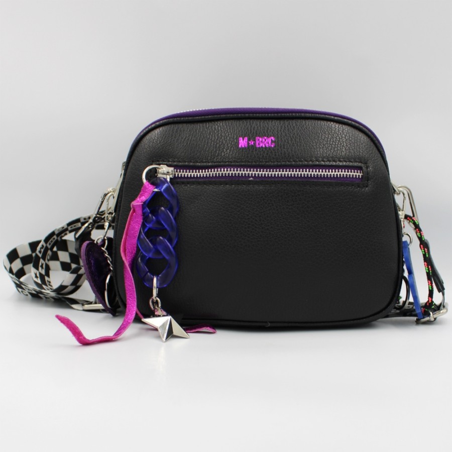 Ladies Bags M*BRC | M*Brc Black Leather Crossbody Bag, Made In Italy F141_Nero