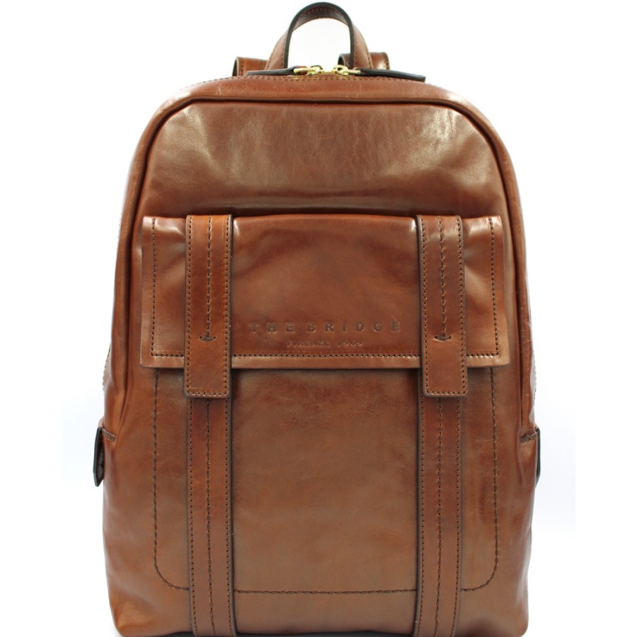 Mens Bags THE BRIDGE | The Bridge Vintage Style Backpack Of Genuine Tuscan Leather Made In Italy 06421901