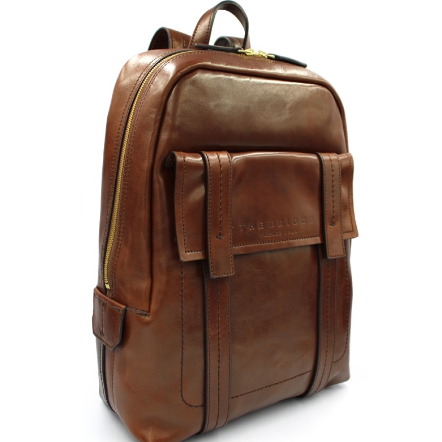 Mens Bags THE BRIDGE | The Bridge Vintage Style Backpack Of Genuine Tuscan Leather Made In Italy 06421901