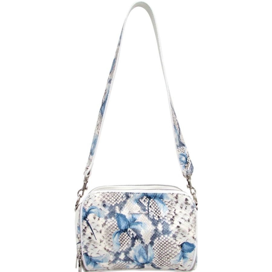 Ladies Bags Gilda Tonelli | Gilda Tonelli Shoulder Bag With 3 Compartments Of White Leather With Floral Ornament 0072