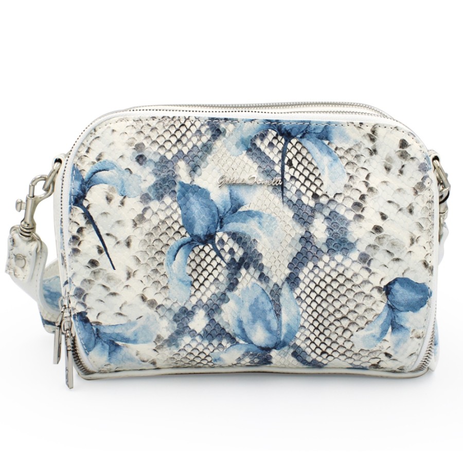 Ladies Bags Gilda Tonelli | Gilda Tonelli Shoulder Bag With 3 Compartments Of White Leather With Floral Ornament 0072