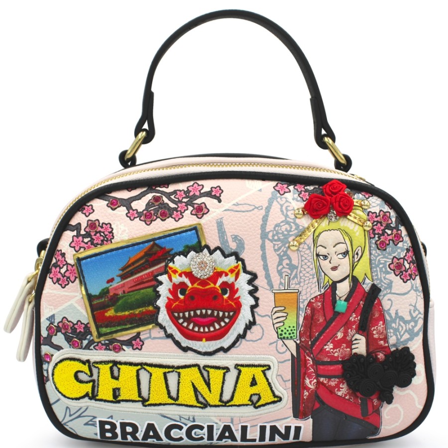 Ladies Bags Braccialini | Braccialini Postcards Boston Bag, Chinese Culture Theme B17084-Yy-818