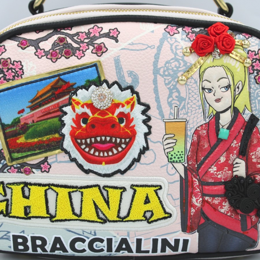 Ladies Bags Braccialini | Braccialini Postcards Boston Bag, Chinese Culture Theme B17084-Yy-818