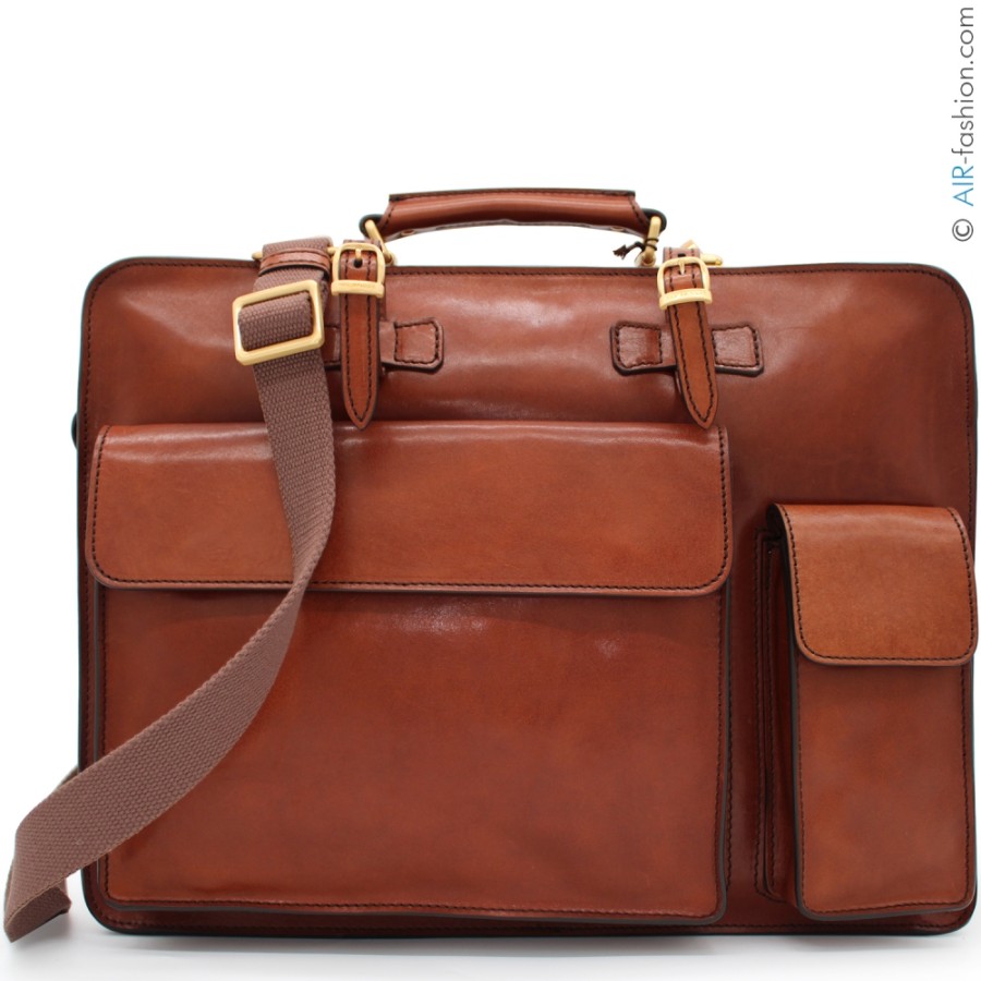 Vintage-Style Bags And Accessories The Bridge | The Bridge Vintage Style Business Briefcase, Of Tuscan Leather, Made In Italy 06436901