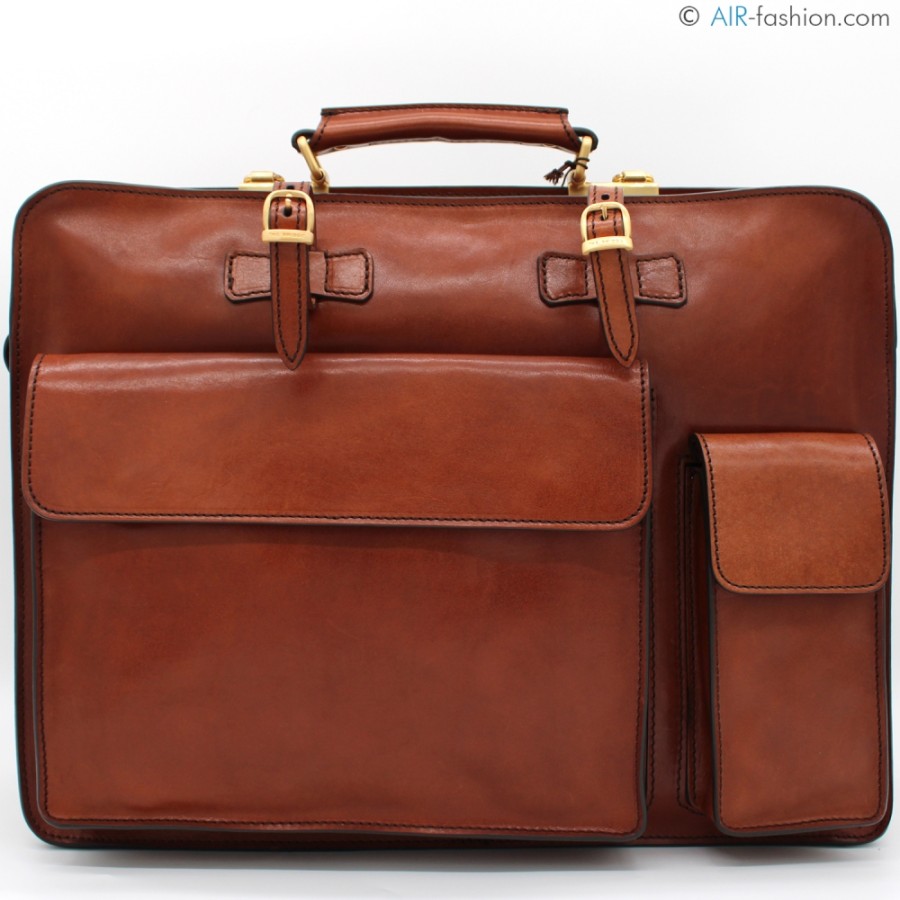 Vintage-Style Bags And Accessories The Bridge | The Bridge Vintage Style Business Briefcase, Of Tuscan Leather, Made In Italy 06436901