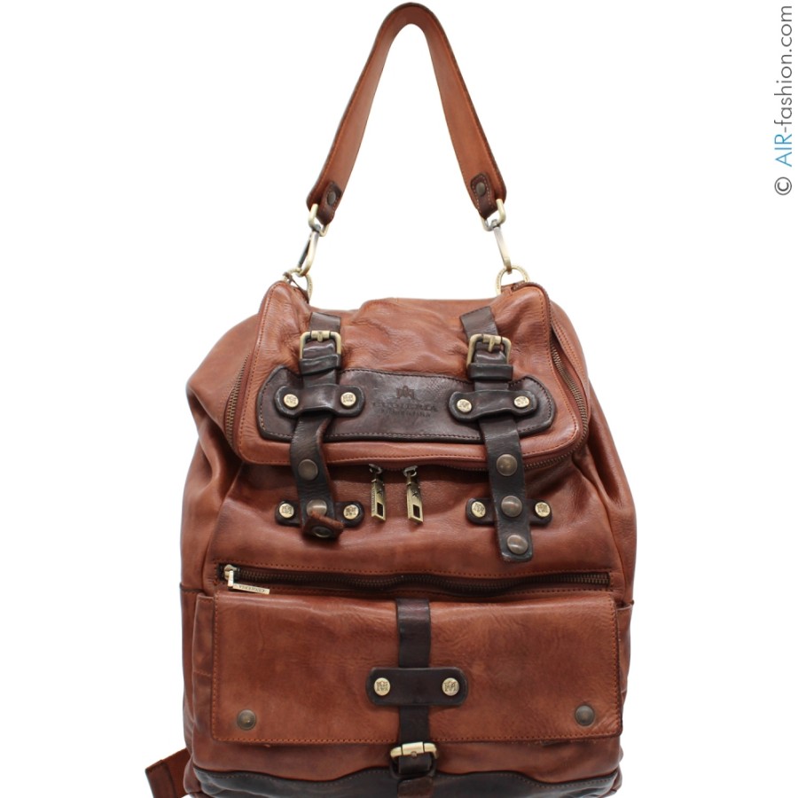 Mens Bags Cuoieria Fiorentina | Cuoieria Fiorentina Men'S Large Backpack Of Brown Tuscan Leather With Vintage Effect B000005616175