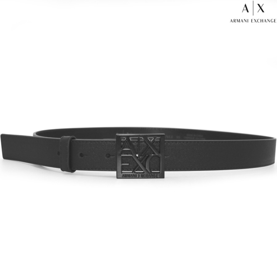 Ladies Accessories Armani Exchange | Armani Exchange Black Women'S Belt, With Square Buckle 9411300A874100020