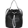 Ladies Bags ABRO | Abro Leather Bucket Bag With Embroidered Edge Handmade 027297