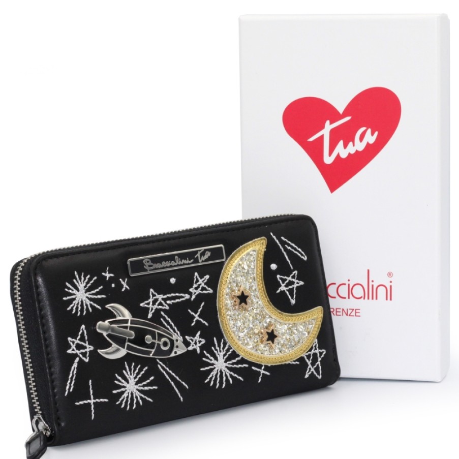 Ladies Accessories Braccialini | Braccialini Designer Wallet Zip Around Decorated With A Space-Themed Applique B13304