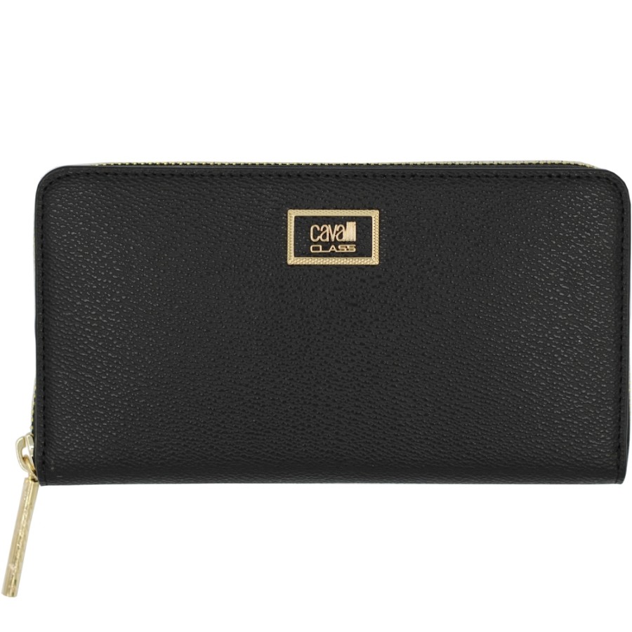 Ladies Accessories Cavalli CLASS | Cavalli Class Zip Around Wallet, Continental, Black Color C2Apwce703021999